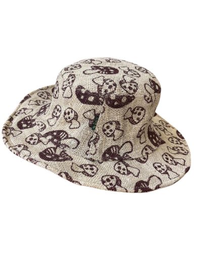 front view of mushroom printed hemp hat