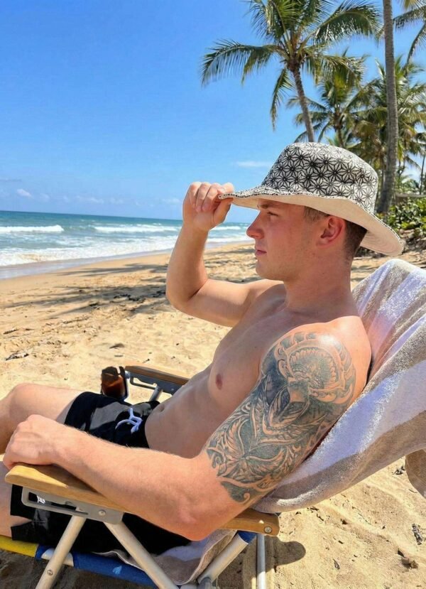 Cobweb Print Hemp Hat - Wide Brim - Image 2