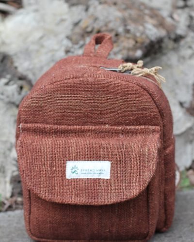 front view of brown hempster buddy mini backpack