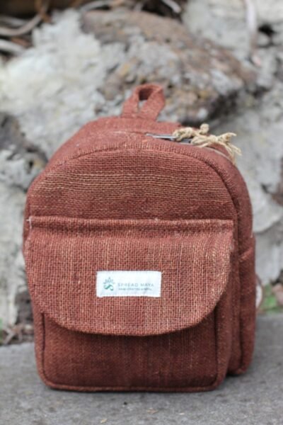 front view of brown hempster buddy mini backpack