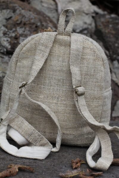 beige hemp mini backpack back