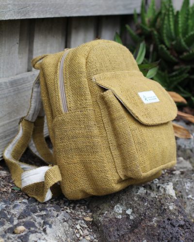 Hempster mini backpack side on the ground