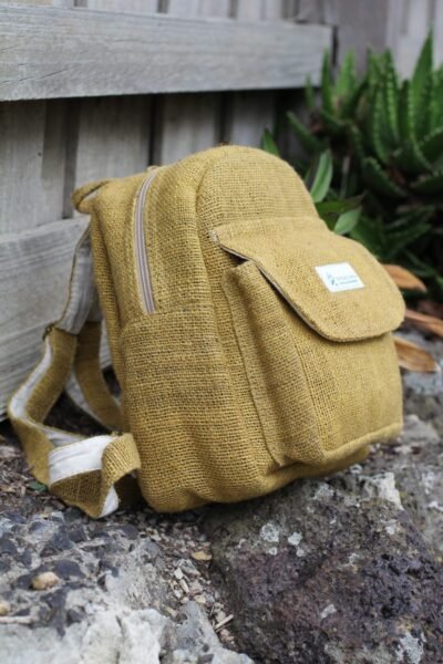 Hempster mini backpack side on the ground