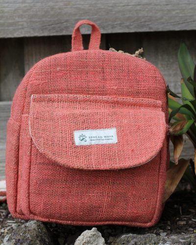 Hempster Mini Backpack facing front on the ground