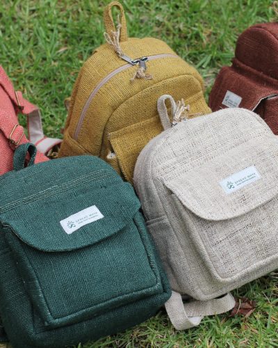 collection of five multi colors hemp mini backpack by spread maya