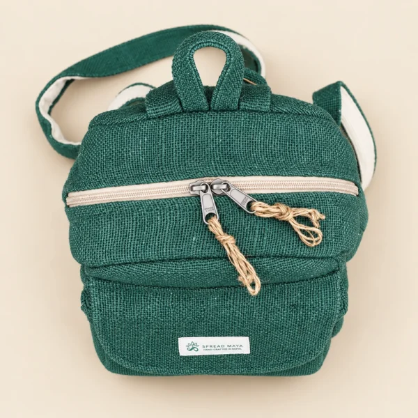 top view green mini backpack