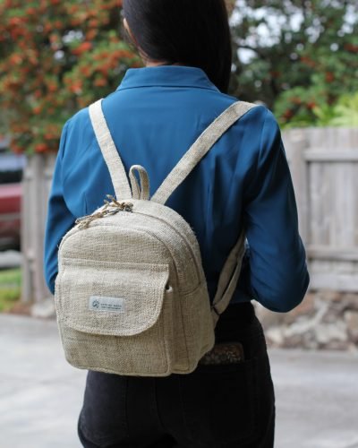 Beige hempster buddy mini backpack made from hemp