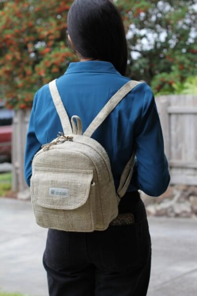 Beige hempster buddy mini backpack made from hemp