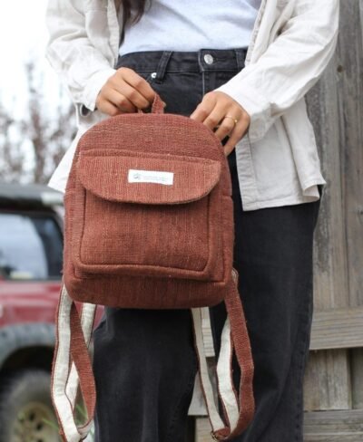 Hempster Backpack Brown holding on a hook