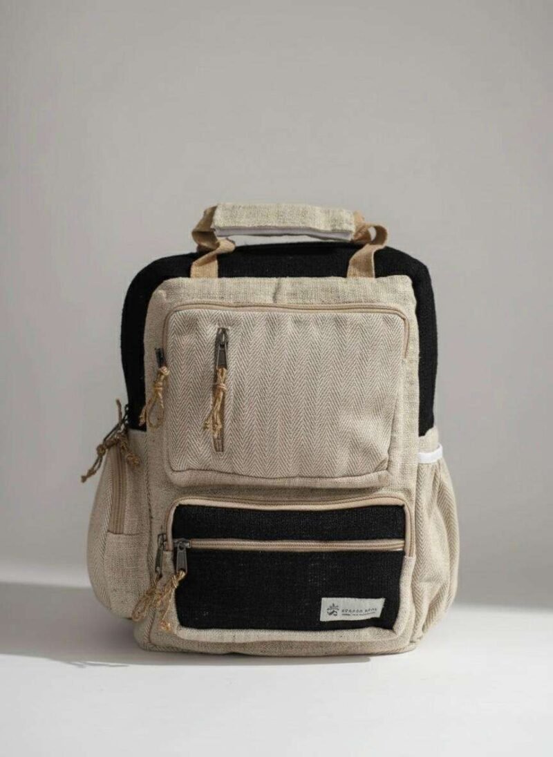hemp maternity backpack black in plain background