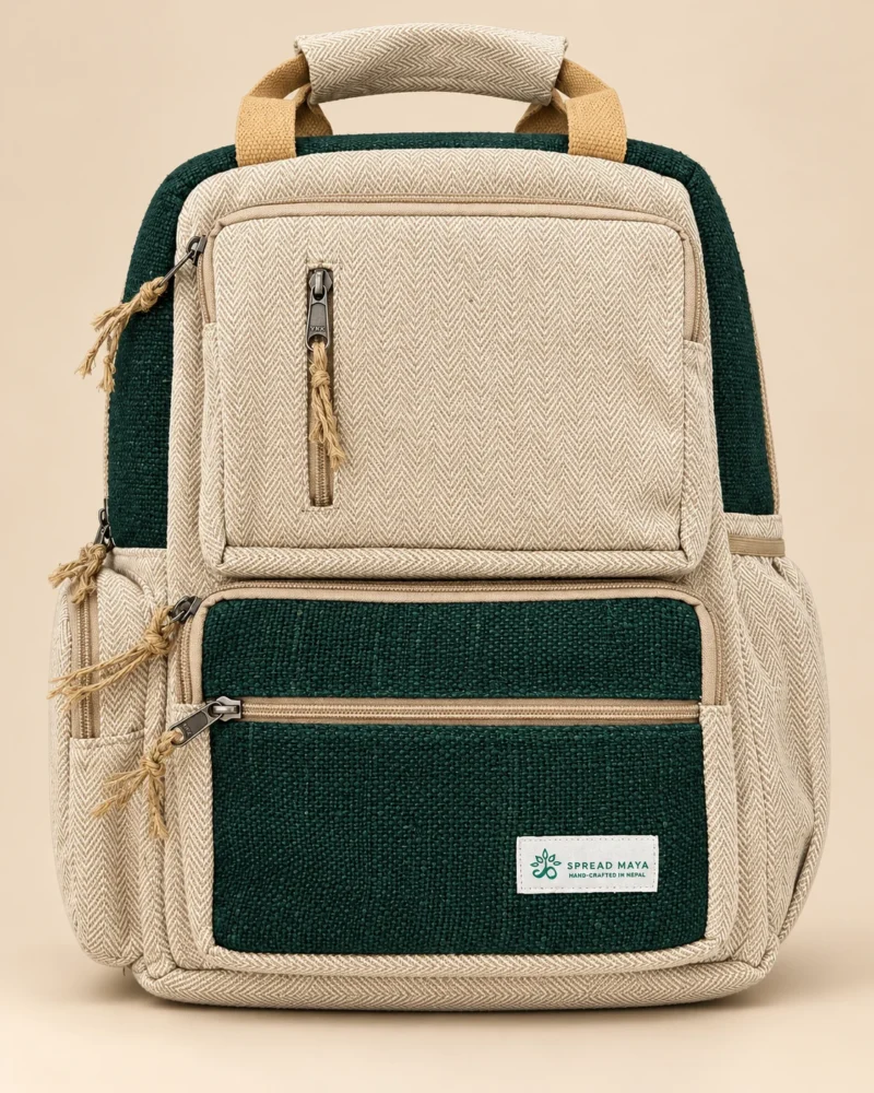 Hemp-Maternity-Backpack-green-front