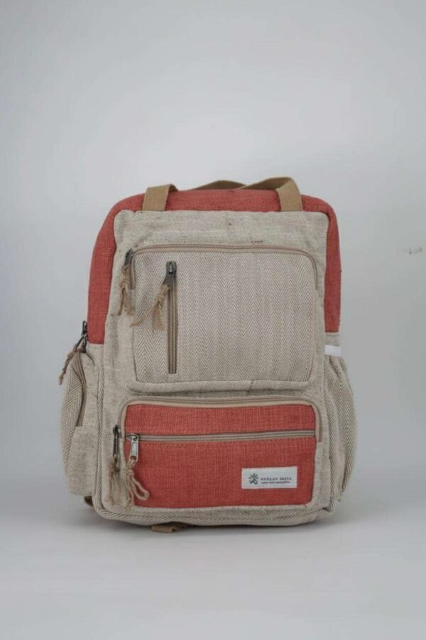 hemp maternity backpack dusty pink in plain background