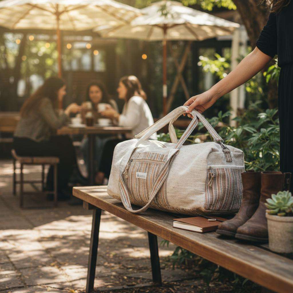 Hemp Duffle Maya Bag | Eco Travel, Gym & Weekend Bag - Image 3