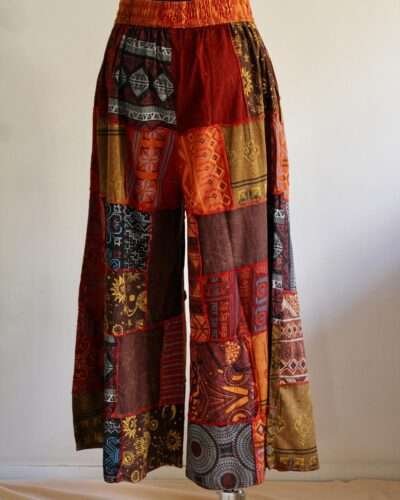 Colorful boho pants with drawstring back