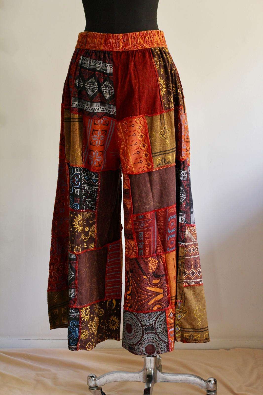 Colorful boho pants with drawstring back