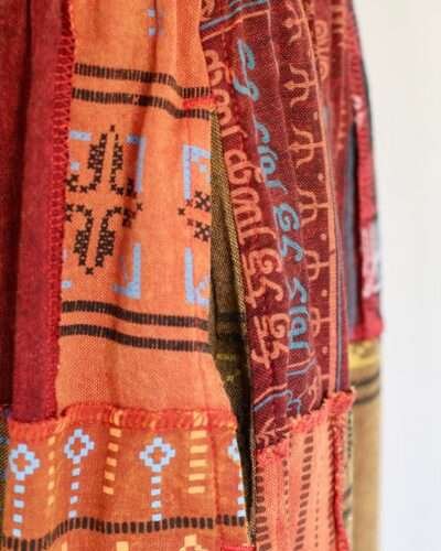 Colorful boho patchwork trousers with drawstring pocket