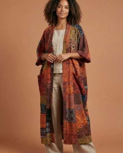 Boho Soul Drape - Oversized Patchwork Cotton Wrap - Bohemian Layer - Handmade in Nepal - Image 9