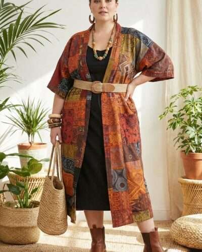 a plus size woman styling boho soul drape