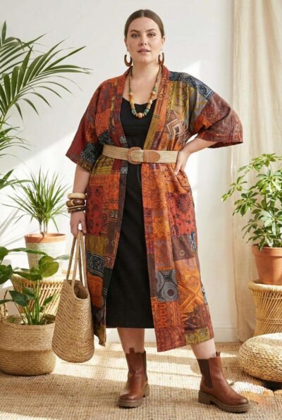 a plus size woman styling boho soul drape