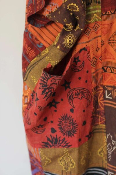 patchwork boho overall pocket
