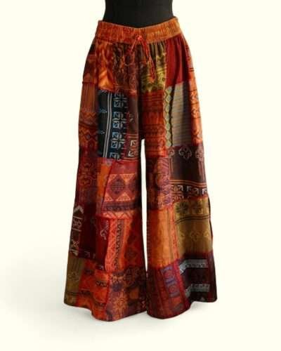 Boho Blaze Patch Pants - Handmade Patchwork Cotton Trousers - Ethical Bohemian Pants from Nepal - Image 2