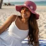 Kumari Crochet Sun Hat – Pink with Daisy Embroidery