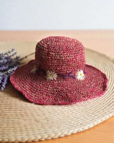 Pink Crochet hat front
