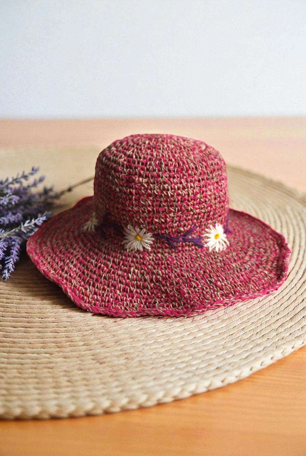 Pink Crochet hat front