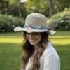 Kumari Crochet Sun Hat – Beige with Daisy Embroidery