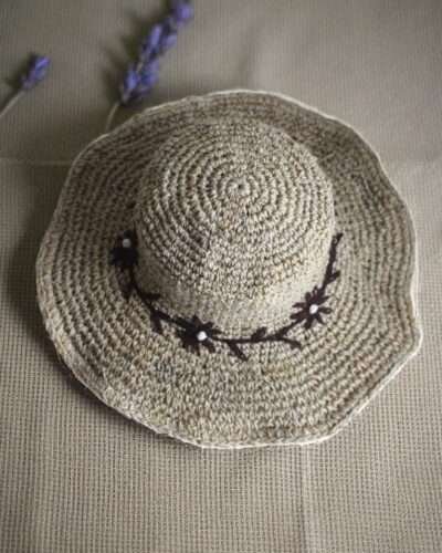 Crochet hat top view
