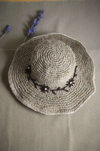 Crochet hat top view