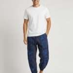 ShroomBloom Mushroom Print Pants - Dark Blue