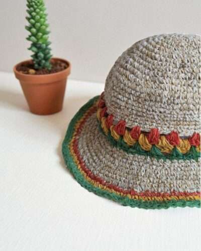 Festival Crochet Hat with Wide Brim - Naturally UV Protective Summer Hat - Image 5