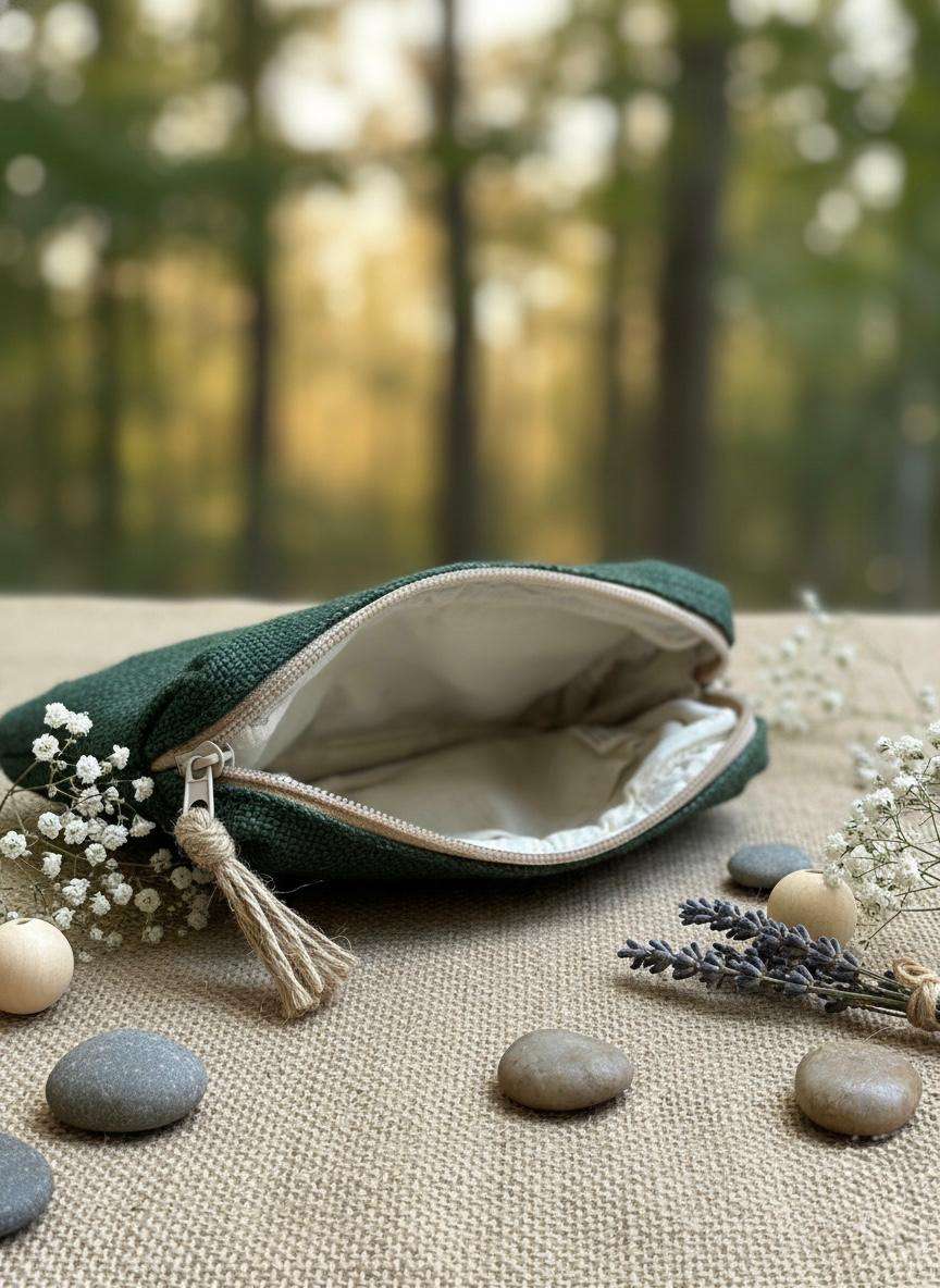 Hemp Travel Pouch – Green - Image 3