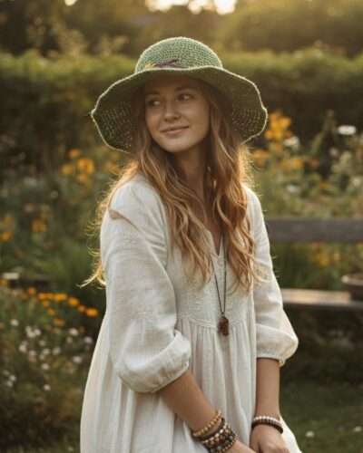 Kumari Crochet Sun Hat – Green - Image 5