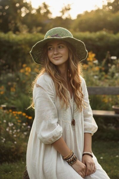Kumari Crochet Sun Hat – Green - Image 5