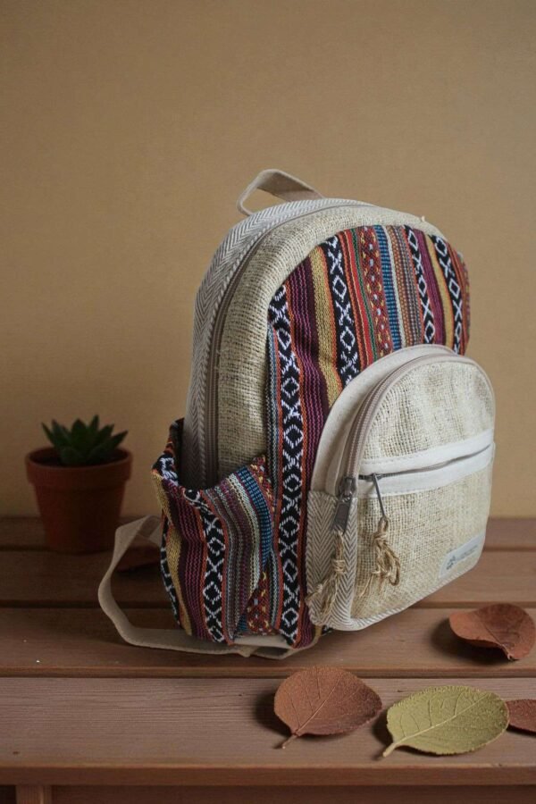 Namaste Mini Hemp Backpack - Ethically Made in Nepal - Image 5