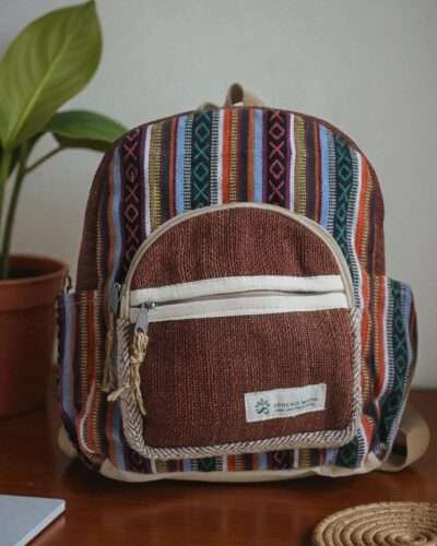 Namaste Mini Hemp Backpack - Ethically Made in Nepal - Image 3