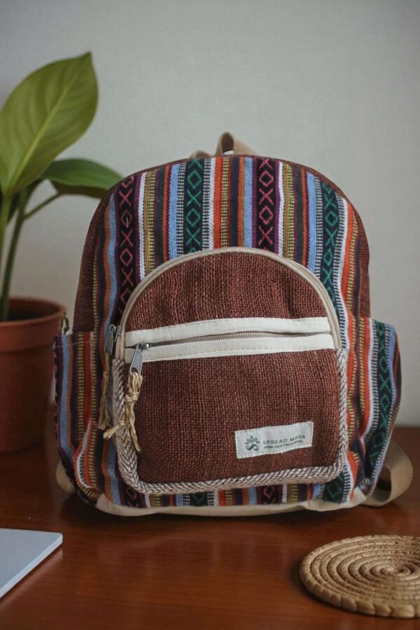Namaste Mini Hemp Backpack - Ethically Made in Nepal - Image 3