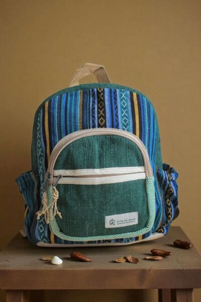hemp mini backpack on a table