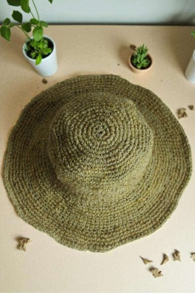 Olive Green Crochet Hat - Image 3