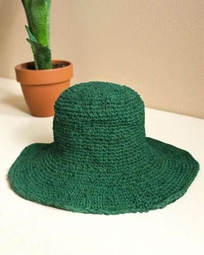 Sage Green Crochet Hat - Adjustable Copper Wire Brim - Made from 100% Hemp - Image 2