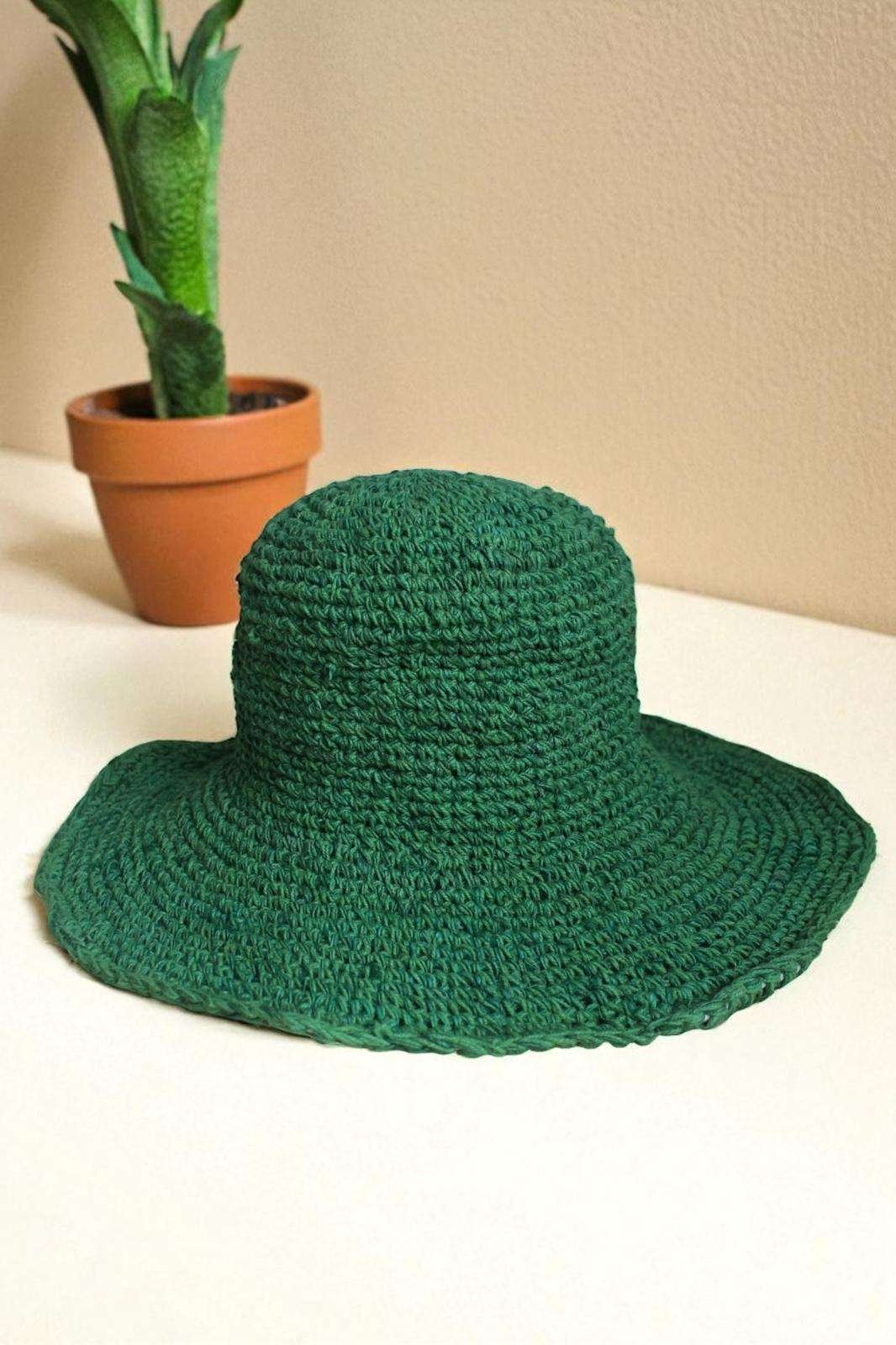 Sage Green Crochet Hat - Adjustable Copper Wire Brim - Made from 100% Hemp - Image 2
