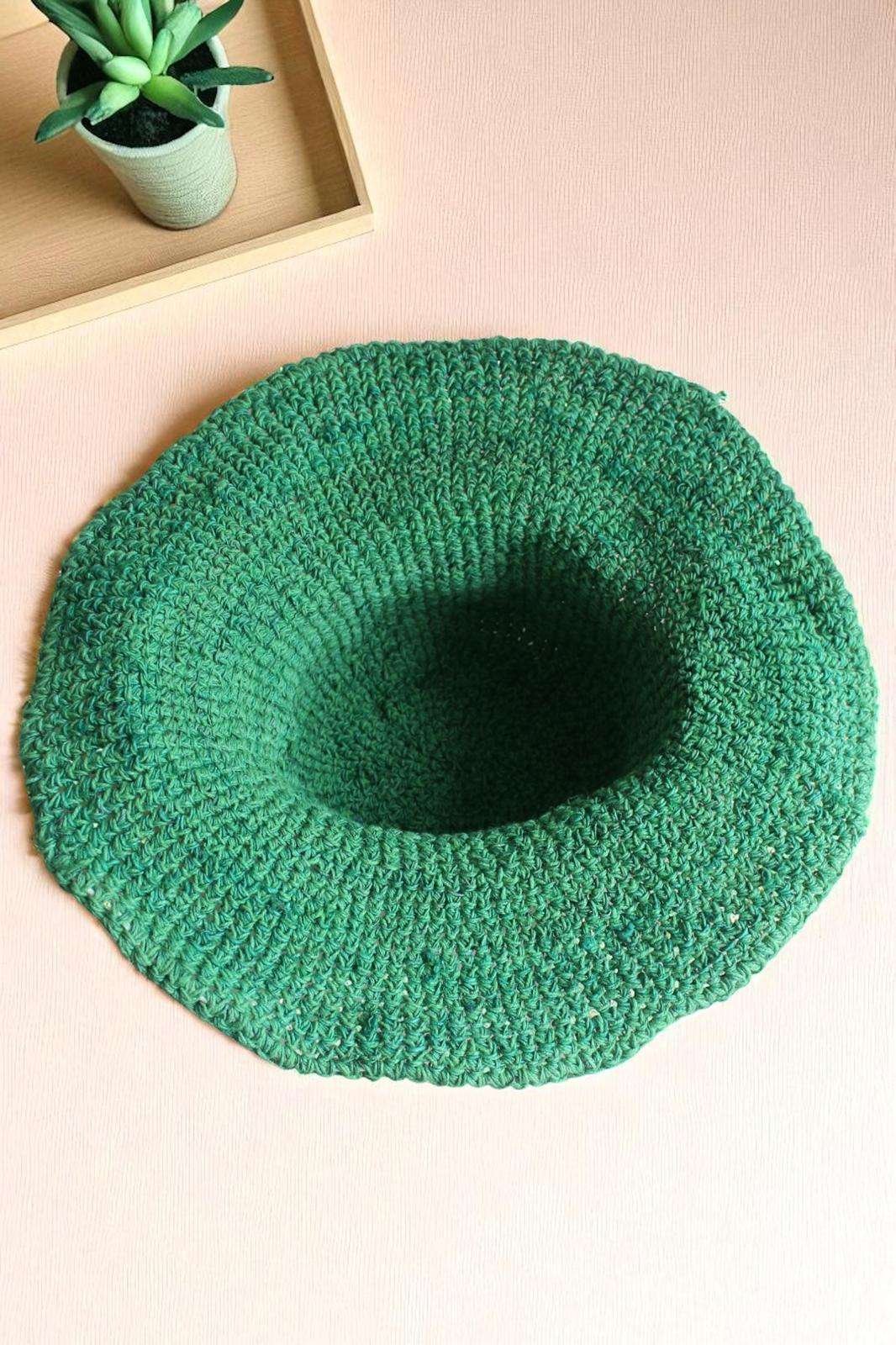 Sage Green Crochet Hat - Adjustable Copper Wire Brim - Made from 100% Hemp - Image 3