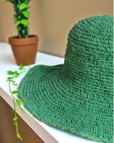 Sage Green Crochet Hat - Adjustable Copper Wire Brim - Made from 100% Hemp - Image 5