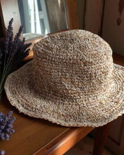 Simple Beige Crochet Hat - Image 2