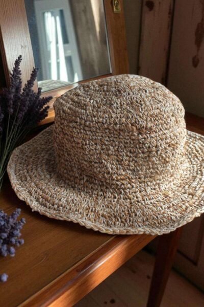 Simple Beige Crochet Hat - Image 2