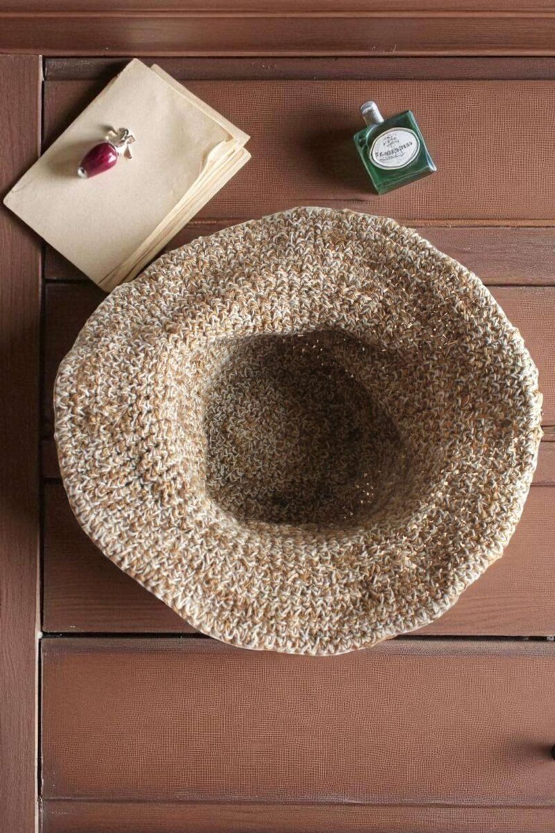 Simple Beige Crochet Hat - Image 3