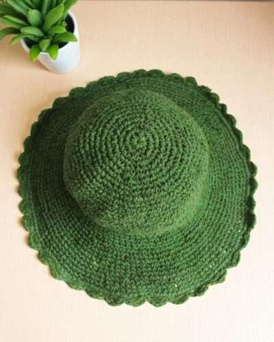 crochet hat laid on the table