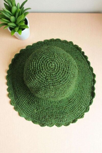 crochet hat laid on the table